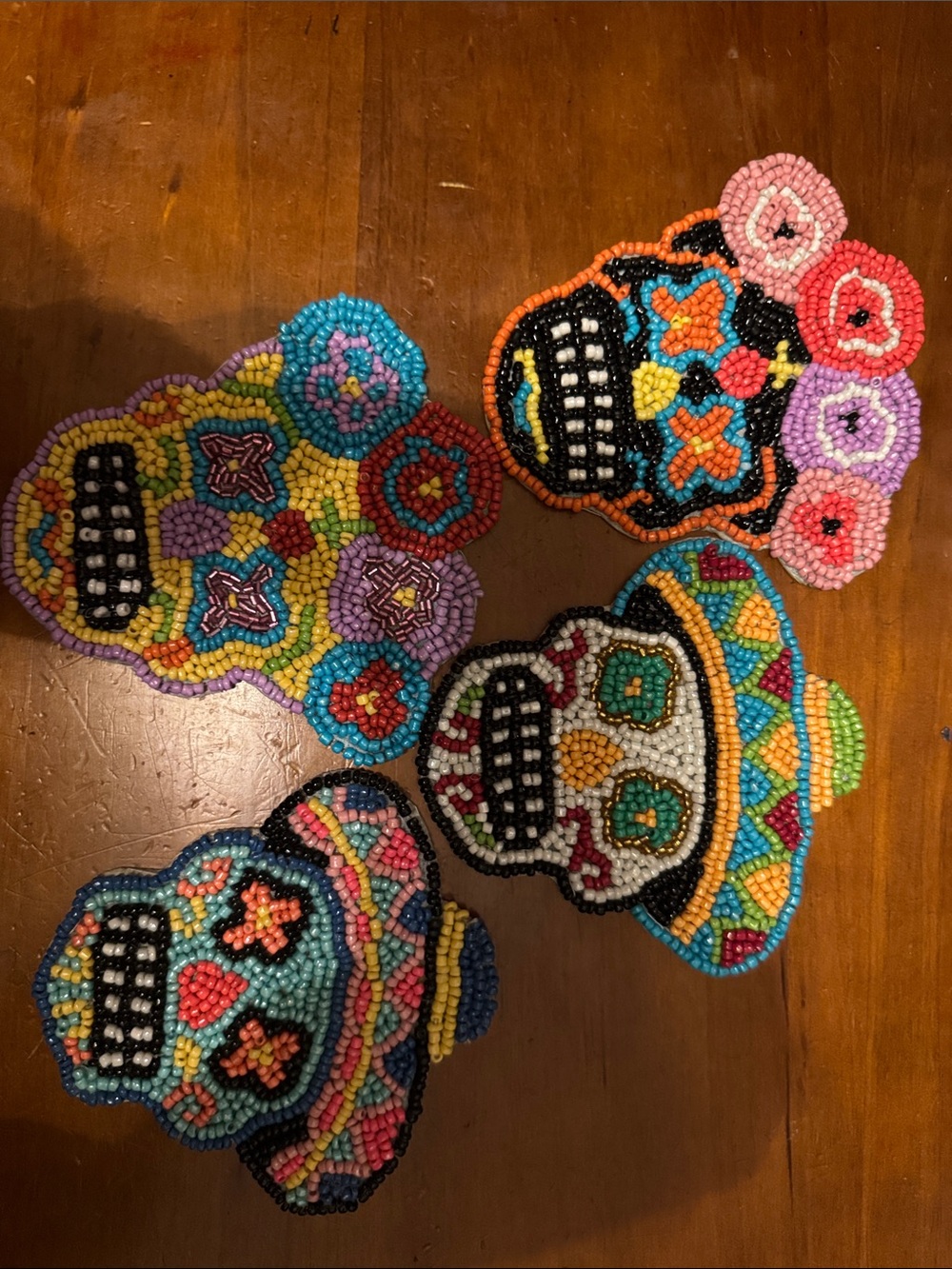 Cost Plus World Market Beaded Sugar Skull Coasters - Multicolor Brights
